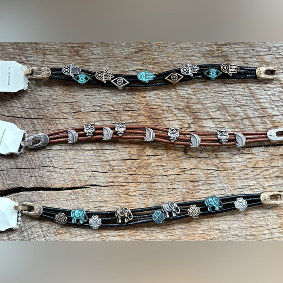 Jewelry - Leather Charm Bracelets, Hamsa & Evil Eye, Owl or Elephant Clover